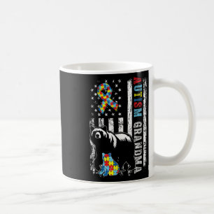 Autism Grandma Bear With Puzzles & Usa Flag Di Coffee Mug
