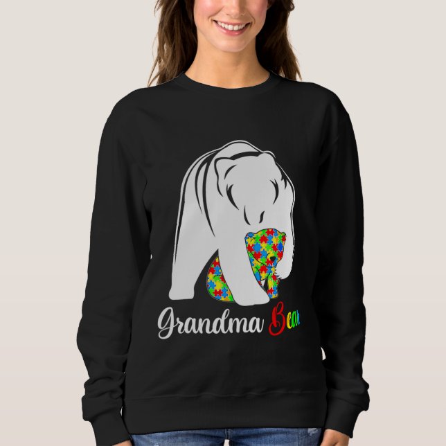 Autism Grandma Grandma Bear Autism Awareness Sweatshirt (Front)