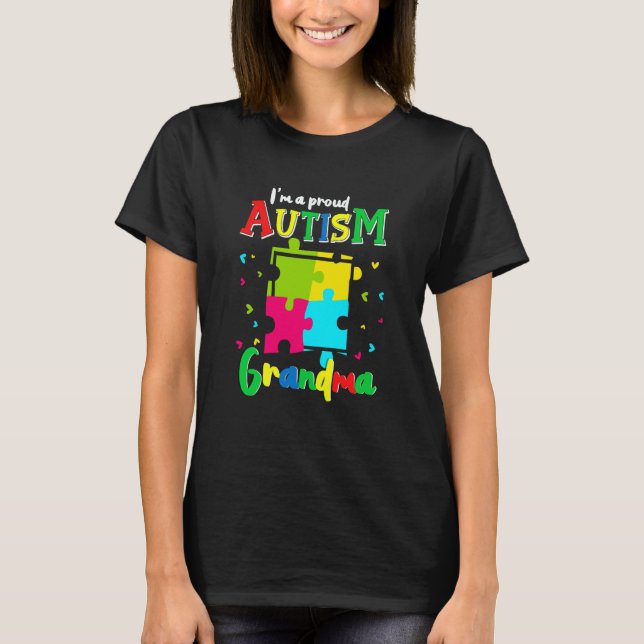 Autism Grandma Puzzle Heart Autistic Grandmother T-Shirt (Front)