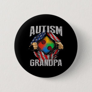 Autism Grandpa American Flag Autism Awareness 6 Cm Round Badge