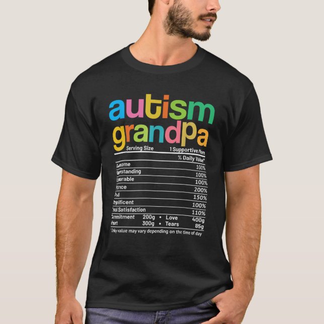 Autism Grandpa Facts Autism Awareness Gifts For Gr T-Shirt (Front)