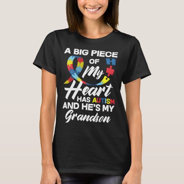 Autism Grandpa Grandma Autistic Grandson Autism Aw T-Shirt (Front)
