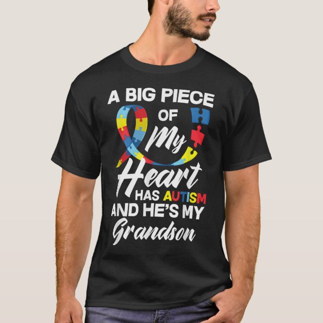 Autism Grandpa  Grandma Autistic Grandson Autism  T-Shirt (Front)