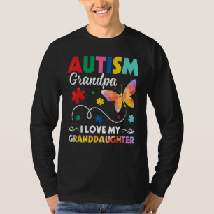 Autism Grandpa I Love My Granddaughter Butterfly T-Shirt