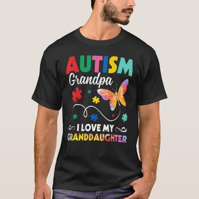 Autism Grandpa I Love My Granddaughter Butterfly T-Shirt (Front)