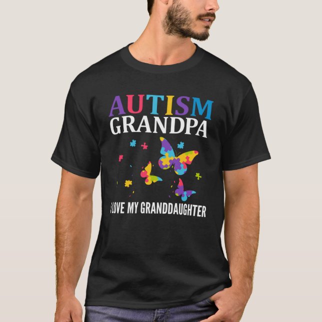 Autism Grandpa I Love My Granddaughter Puzzle Butt T-Shirt (Front)