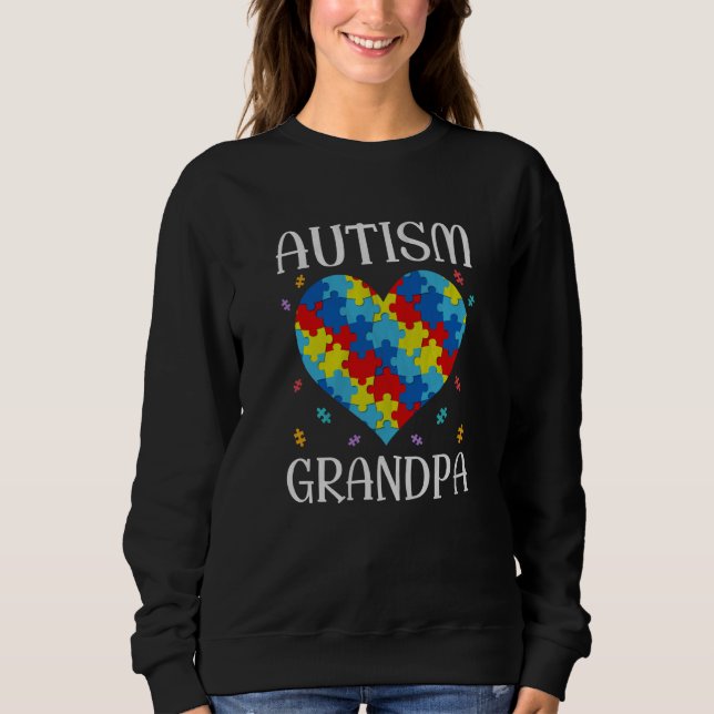 Autism Grandpa Matching Family Heart Autism Awaren Sweatshirt (Front)