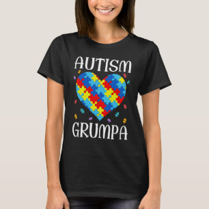 Autism Grumpa Matching Family Heart Autism Awarene T-Shirt