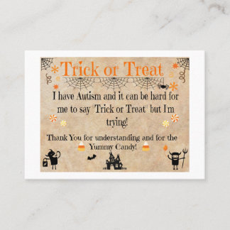 Autism Halloween Business Cards