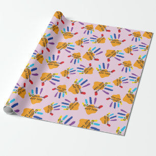 Autism Hand Different Not Less Neurodiversity Pink Wrapping Paper