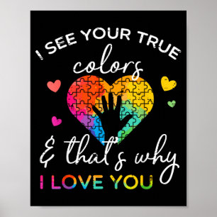 Autism Hand I See Your True Colors Awareness Women Poster