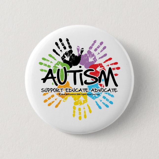 Autism Handprint 6 Cm Round Badge (Front)