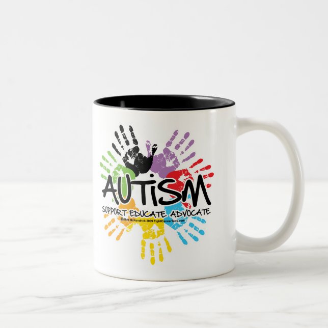 Autism Handprint Two-Tone Coffee Mug (Right)