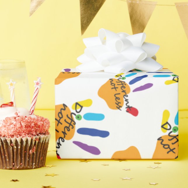 Autism Hands Different Not Less Inclusive Birthday Wrapping Paper (Birthday Party)
