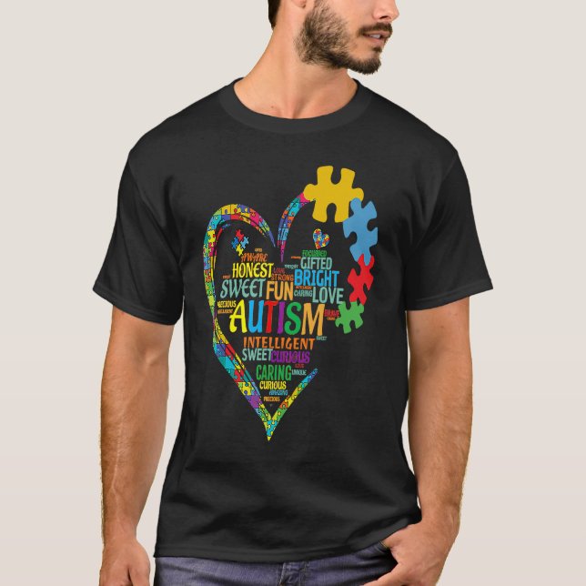 Autism Heart Autism Awareness for Autism mum T-Shirt (Front)