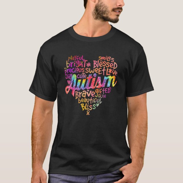 Autism Heart Autism Awareness proud Autism Mom Dad T-Shirt (Front)