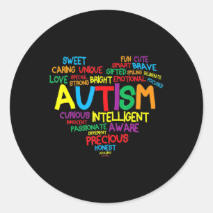 Autism Heart Autism Awareness proud Autism Mom Gif Classic Round Sticker