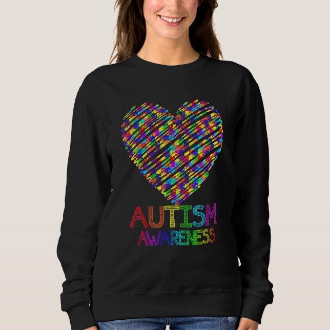Autism Heart Autism Awareness Proud Autism Mum  Fa Sweatshirt (Front)