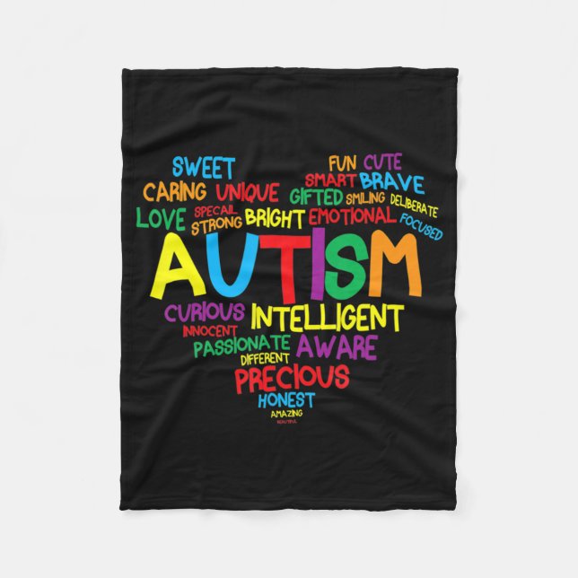 Autism Heart Autism Awareness proud Autism Mum Gif Fleece Blanket (Front)