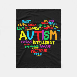 Autism Heart Autism Awareness Proud Autism Mum Gif Fleece Blanket