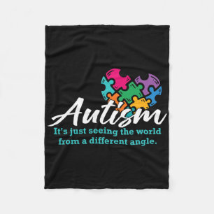 Autism Heart Puzzle Awareness Autistic Support Rib Fleece Blanket