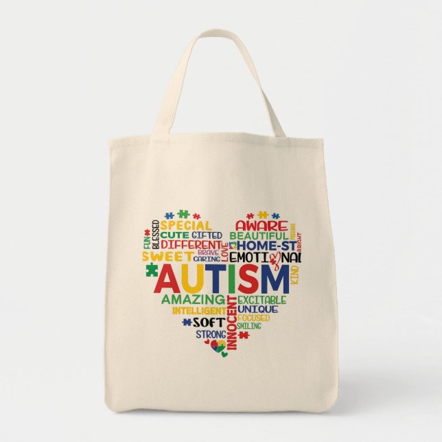 autism heart tote bag (Front)