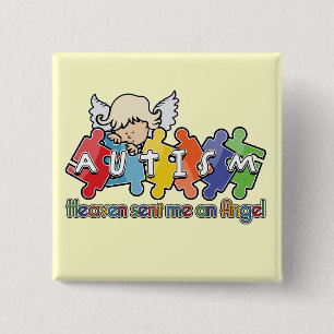 Autism Heaven Sent Me An Angel 15 Cm Square Badge