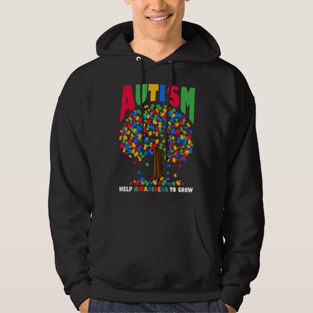 Autism Help Awareness To Grow Puzzle Tree Autism A Hoodie (Front)