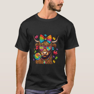 Autism Highland Cow Autism Awareness T-Shirt