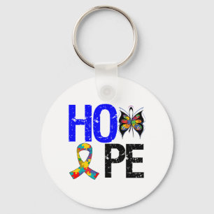 Autism Hope Butterfly Ribbon Key Ring