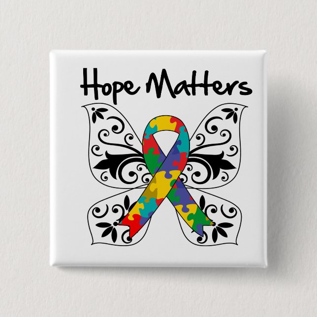 Autism Hope Matters 15 Cm Square Badge (Front)