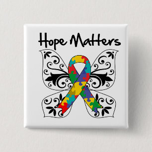 Autism Hope Matters 15 Cm Square Badge