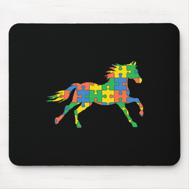 Autism Horse Disabilities Month Disabilities Aware Mouse Pad (Front)