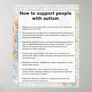 Autism How To Support Some With Autism Poster