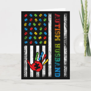 Autism Husband American Flag Autism Awareness T Sh Card