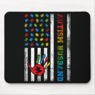 Autism Husband American Flag Autism Awareness T Sh Mouse Pad