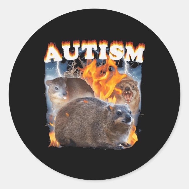 Autism Hyrax Funny Meme  Classic Round Sticker (Front)