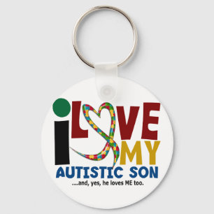 AUTISM I Love My Autistic Son 2 Key Ring