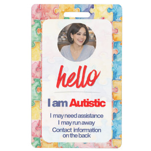 Autism ID Child or Adult Medical Alert Badge