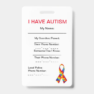 Autism ID Tag (Vertical) Badge