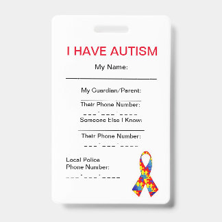 Autism ID Tag (Vertical) Badge