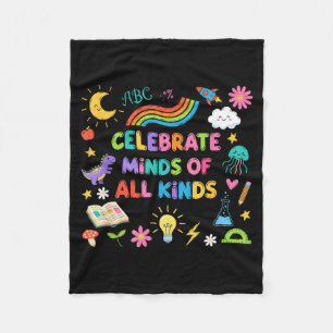 Autism Inclusion Celebrate Minds of All Kinds Sped Fleece Blanket