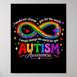 Autism infinity awareness mum rainbow poster