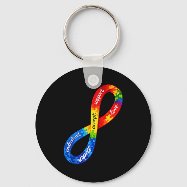 Autism infinity ribbon design a neurodiversity key ring (Front)