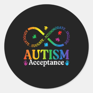 Autism infinity sign asd awareness acceptance men classic round sticker