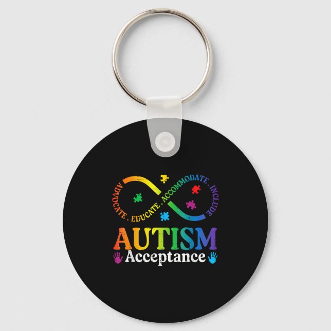 Autism infinity sign asd awareness acceptance men key ring (Front)