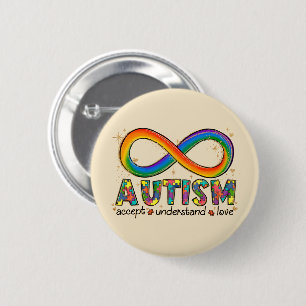Autism Infinity Symbol Accept, Understand, Love 6 Cm Round Badge