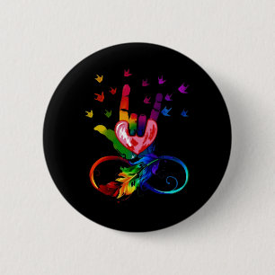 Autism Infinity Symbol Asl Hand Sign Language Teac 6 Cm Round Badge