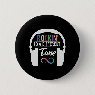 Autism Infinity Symbol Rockin To A Different Tune  6 Cm Round Badge