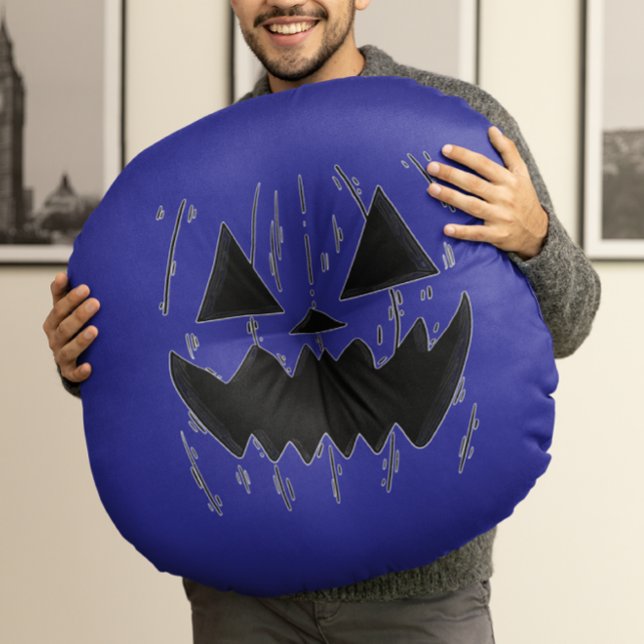 Autism-Inspired Jack-o’-Lantern Halloween  Round Cushion (Creator Uploaded)